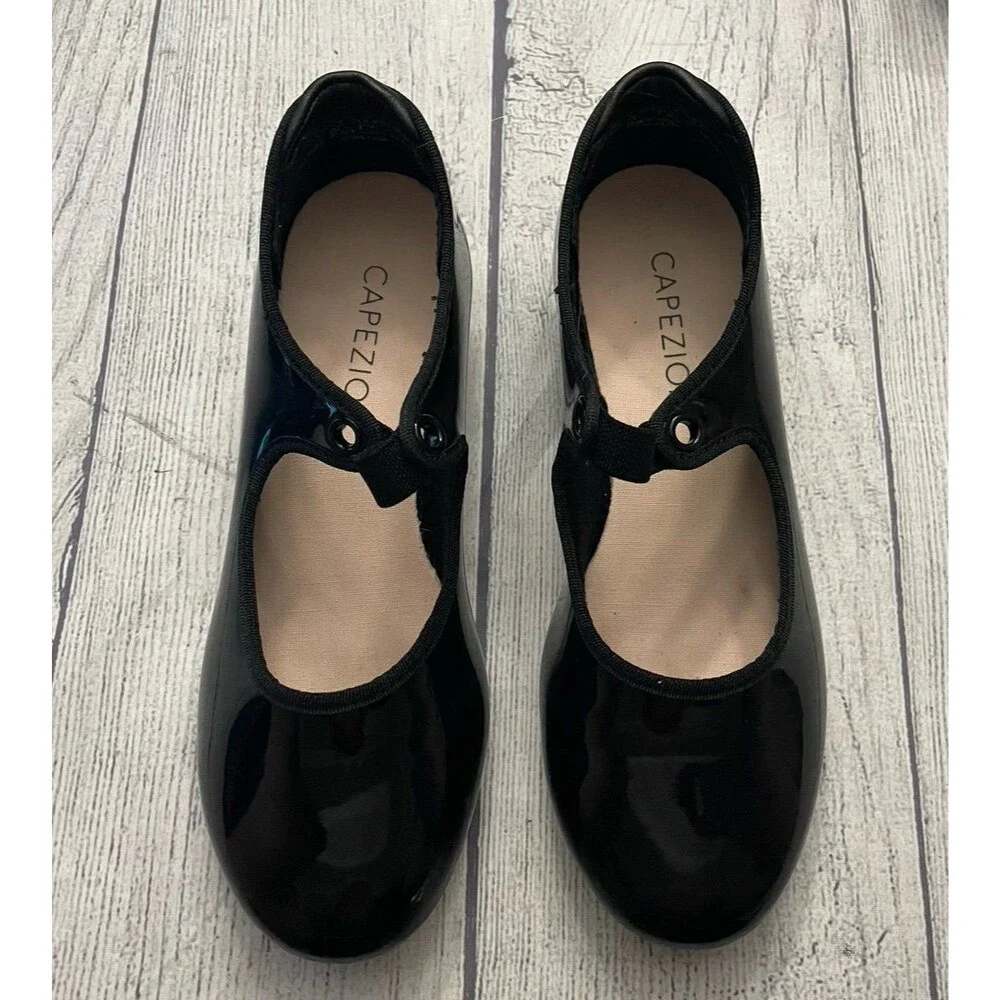 Black Capezio Girl Toddler Tap Dance Dancing Shoes, Size Youth 1 Wide